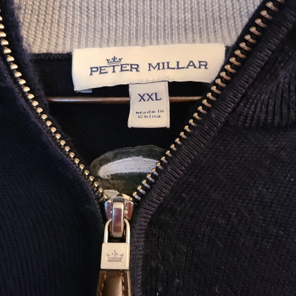 Peter Millar Navy Merino Wool Quarter Zip Sweater in Size XXL - Picture 4 of 8